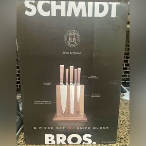Schmidt Bros Brass & Walnut, 6-Piece Knife Block Set